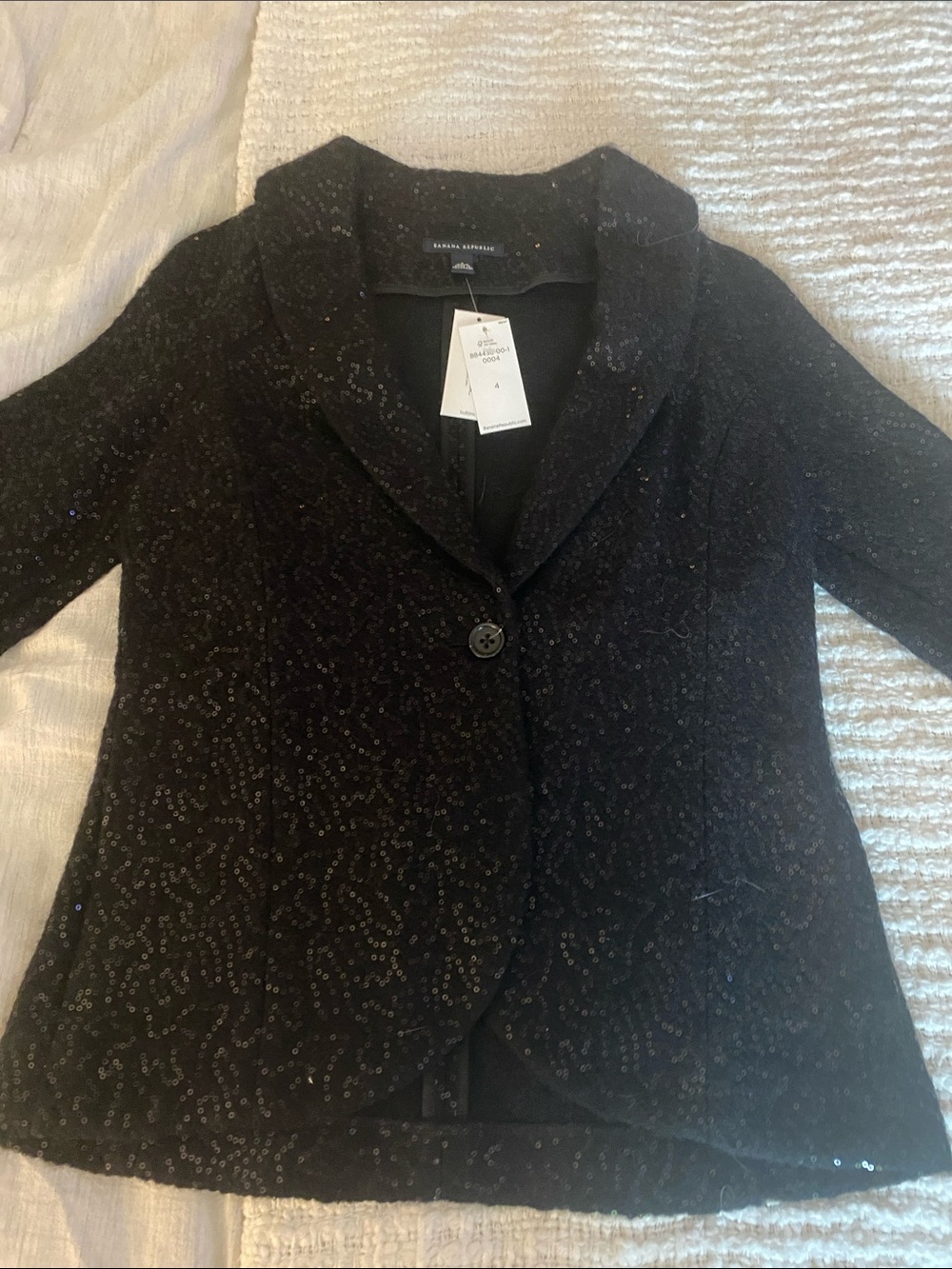 Banana Republic Black Sequin Single-Button Blazer
